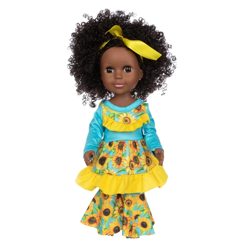 

2021 Black Reborn Doll Afro Hair 35cm Reborn Boneca Pop Dolls Baby Newborn Full Silicone Poupee Baby Girl Toys