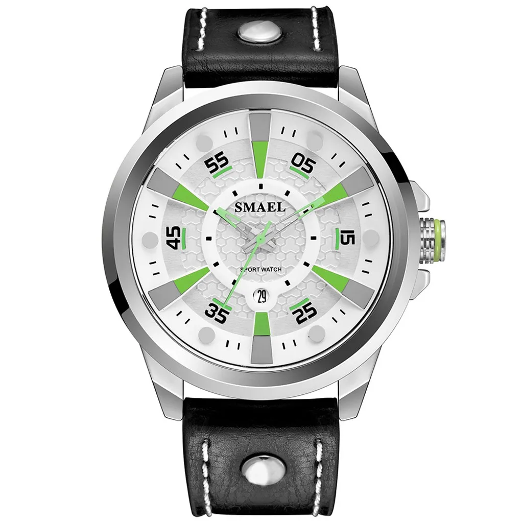 

Fashion Creative Geometric Round Belt Men's Quartz Military Genuine Leather Relogio Masculino Watch Gift Wristwatch reloj hombre
