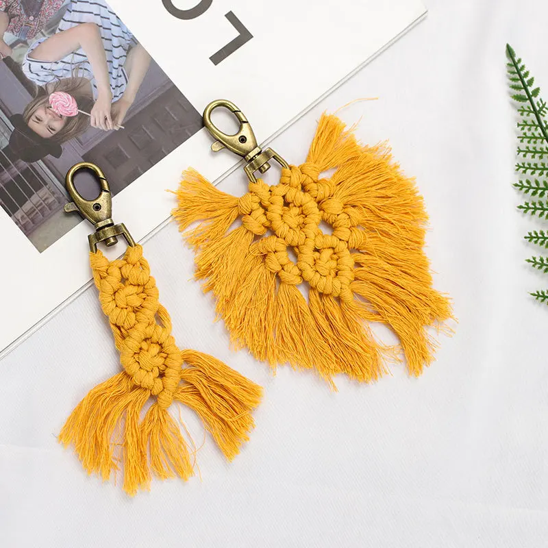 

Small And Pure And Fresh Wind Cotton Thread Tassel Woven Pendant Bag Decorative Accessories Cotton Rope Woven The Girl Key Ring