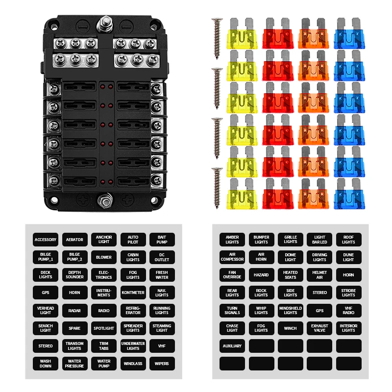 12V 32V Пластик крышка Держатель плавкого предохранителя M5 серьги-гвоздики со