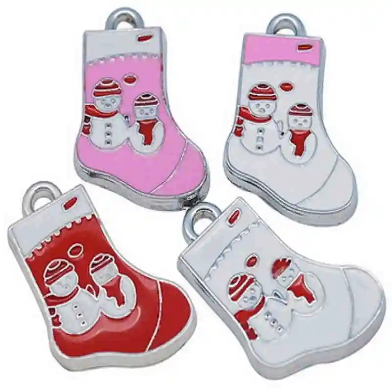 

200pcs Alloy Enamel Christmas Stockings Charms Pendants, Lead Free and Cadmium Free,26x15x2mm,Hole: 2mm F70