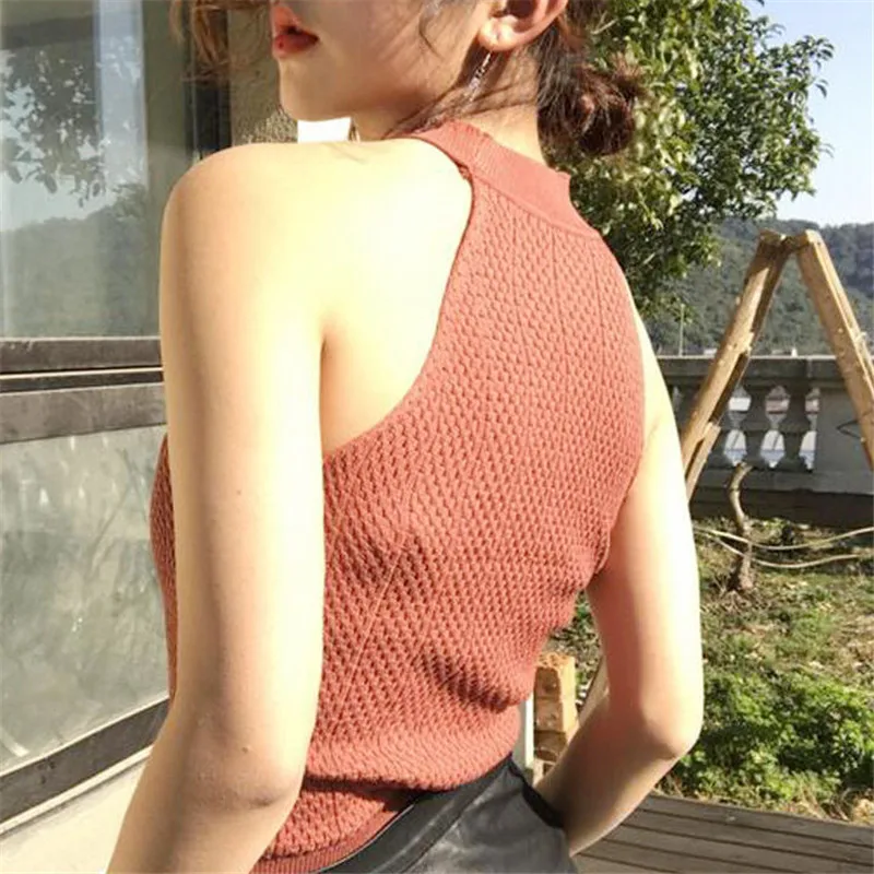 Женская вязаная женская Повседневная Блузка с открытыми плечами летняя