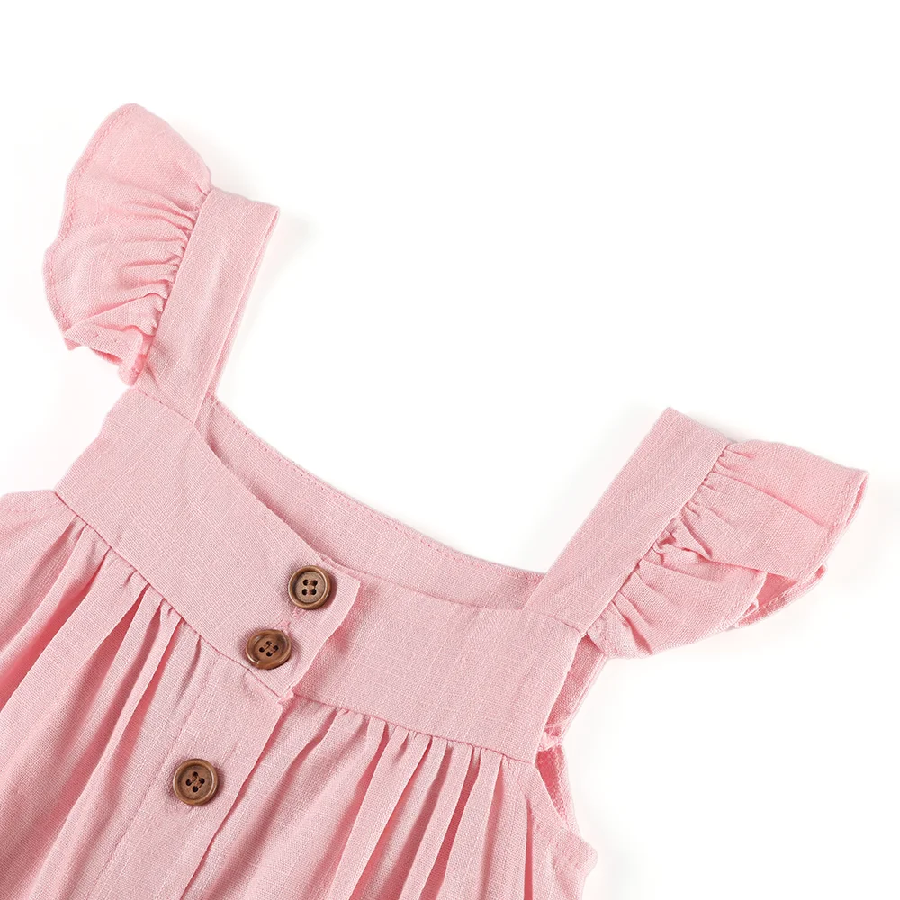 RTS Summer Kids Clothes Girls Hot Sale Sleeveless Little Children Linen Fabric Baby Girls Dresses images - 6