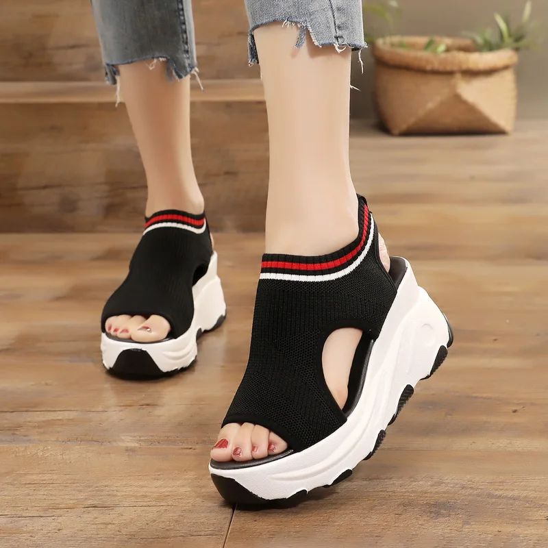 

Clogs With Heel High Heeled Sandals Woman 2021 Female Shoe Increasing Height Espadrilles Platform Muffins shoe Thick High-heeled