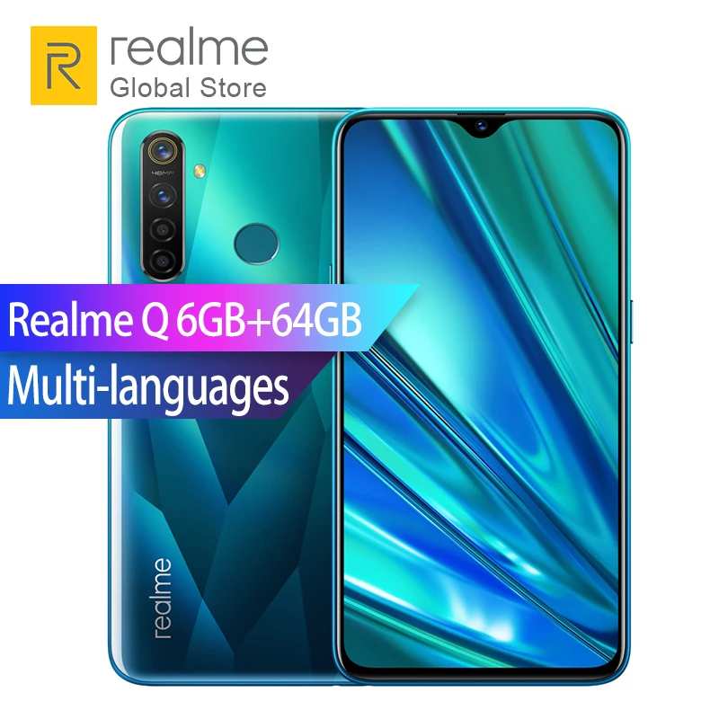 Realme Q 6 ГБ ОЗУ 64 Гб ПЗУ Snapdragon 712 Восьмиядерный 3 дюйма полноэкранный смартфон 48MP Quad