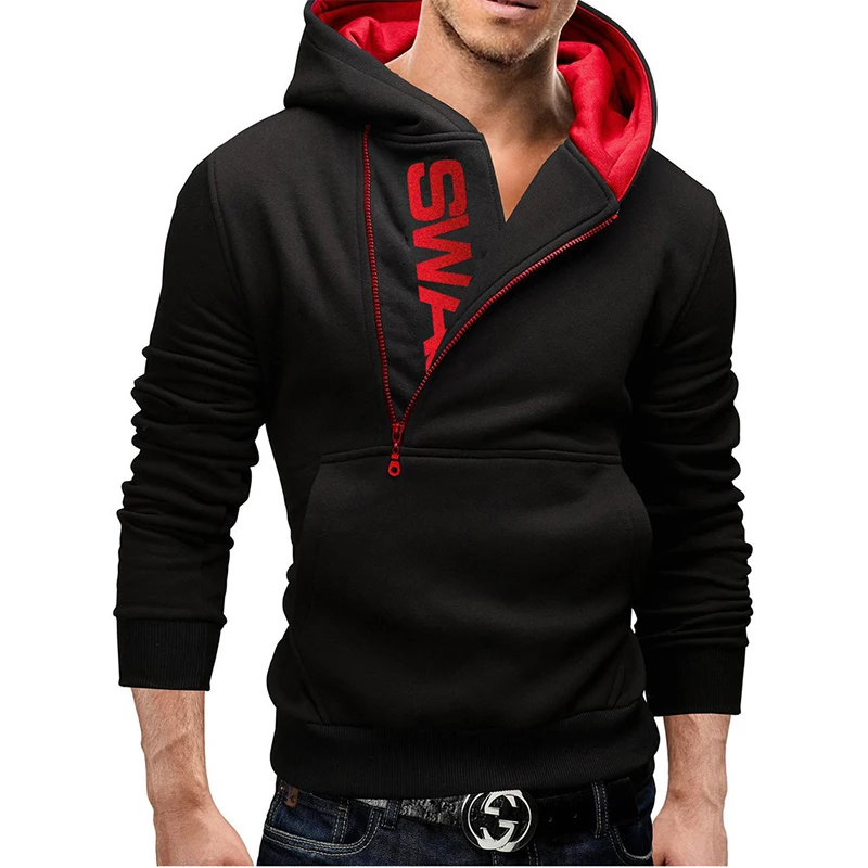 2019 Side Zipper Hoodies Men Sweatshirt Spring Letter Print Sportswear Slim Pullover Tracksuit Hip Hop Streetwear | Мужская одежда