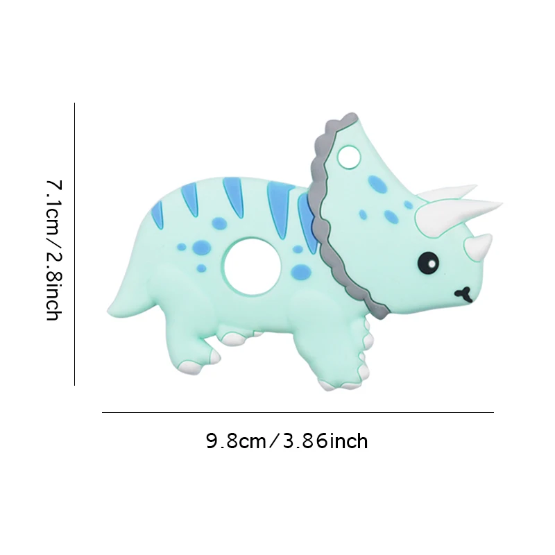 

Silicone Teethers With Pacifier BPA Free Clip Silicone Teething Toys For 3-18Months Babies Triceratops Relief Teething Pain Toys