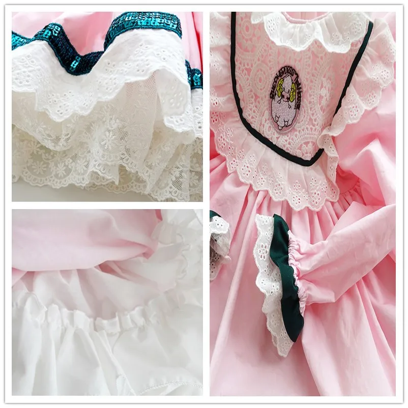 

Yoliyolei Lolita Girl Dress Lace Collar Spanish Long Sleeve Children's Dress Kids Princess For Autumn Winter Girls Party Clothes