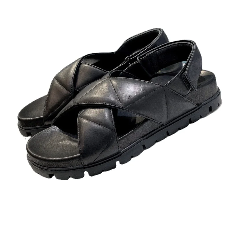 

Сандалии женские на плоской подошве, брендовые дизайнерские удобные босоножки из натуральной овечьей кожи, с волшебной лентой, летняя обув...