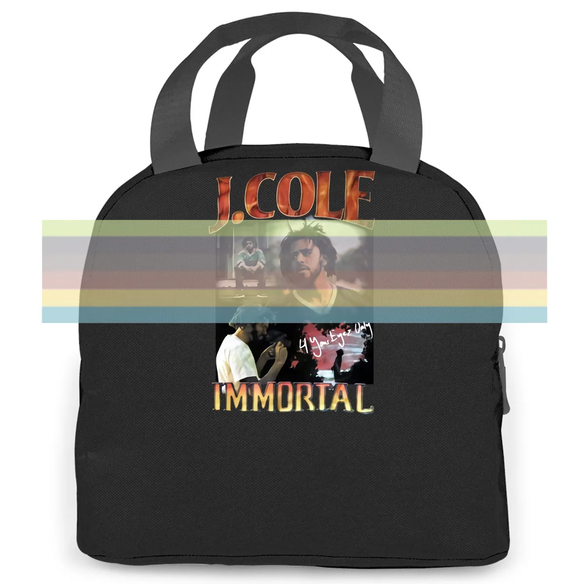 

J Cole Immortal Graphic Retro, Vintage 90s Black Style women men Portable insulated lunch bag adult