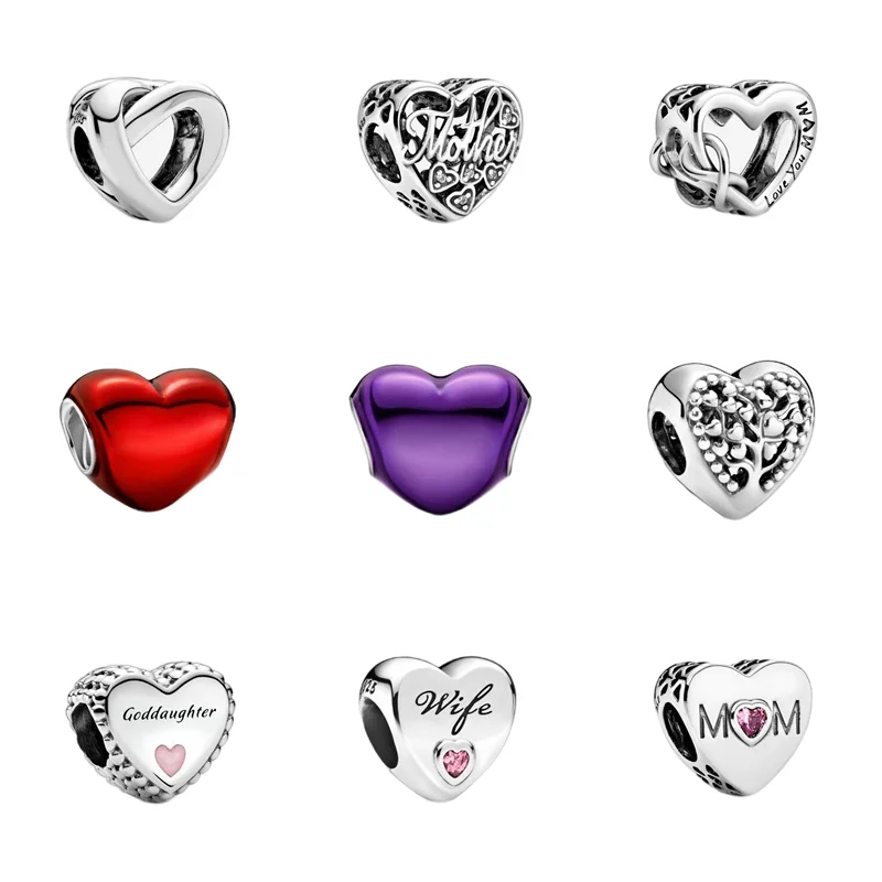 

KOJ Plated Silver Color Dripping Oil Love Heart Beads Fit Original Pandora Bracelet Bangle DIY Jewelry For Women Birthday Gift