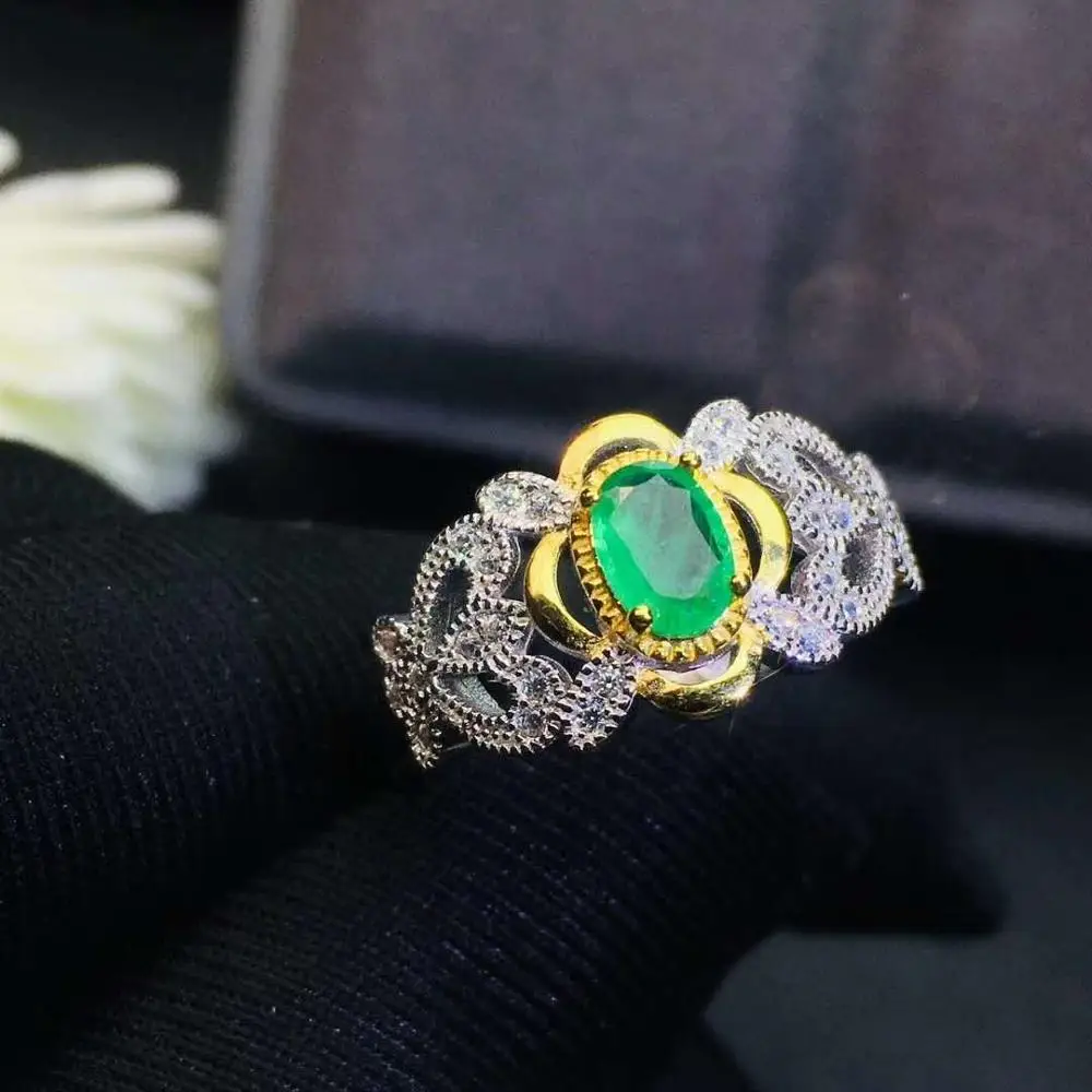 Free shipping Natural emerald ring 925 sterling silver Fine jewelry For men or women | Украшения и аксессуары