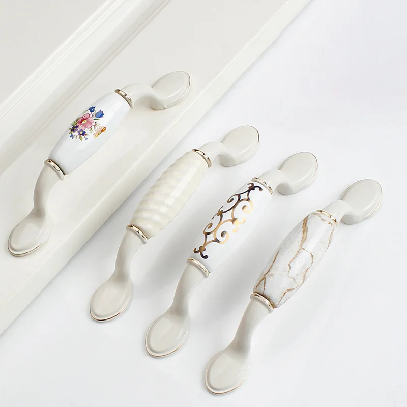 Европейский керамический узор ручки слоновой кости белый сельский ветер