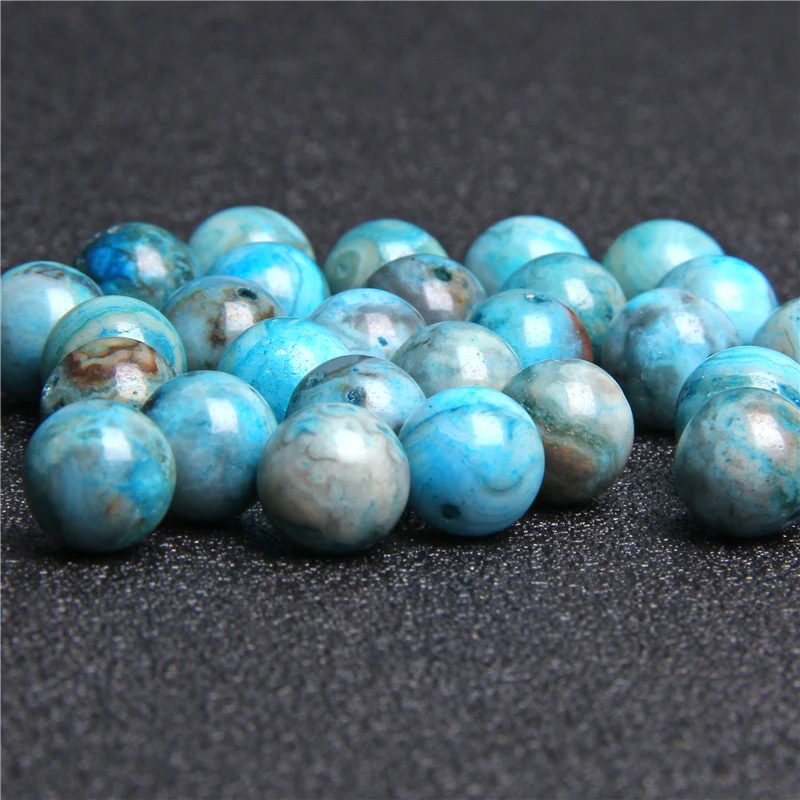Натуральный камень синий Сумасшедший Кружевной агат бусины Круглые Гладкие