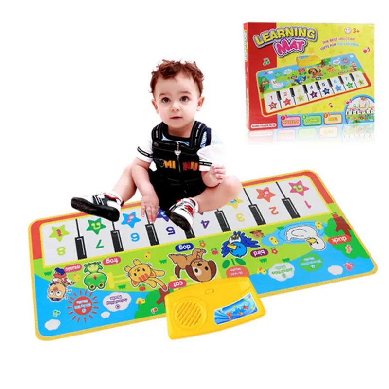 Детский музыкальный коврик для пианино с голосом животного детское игровой