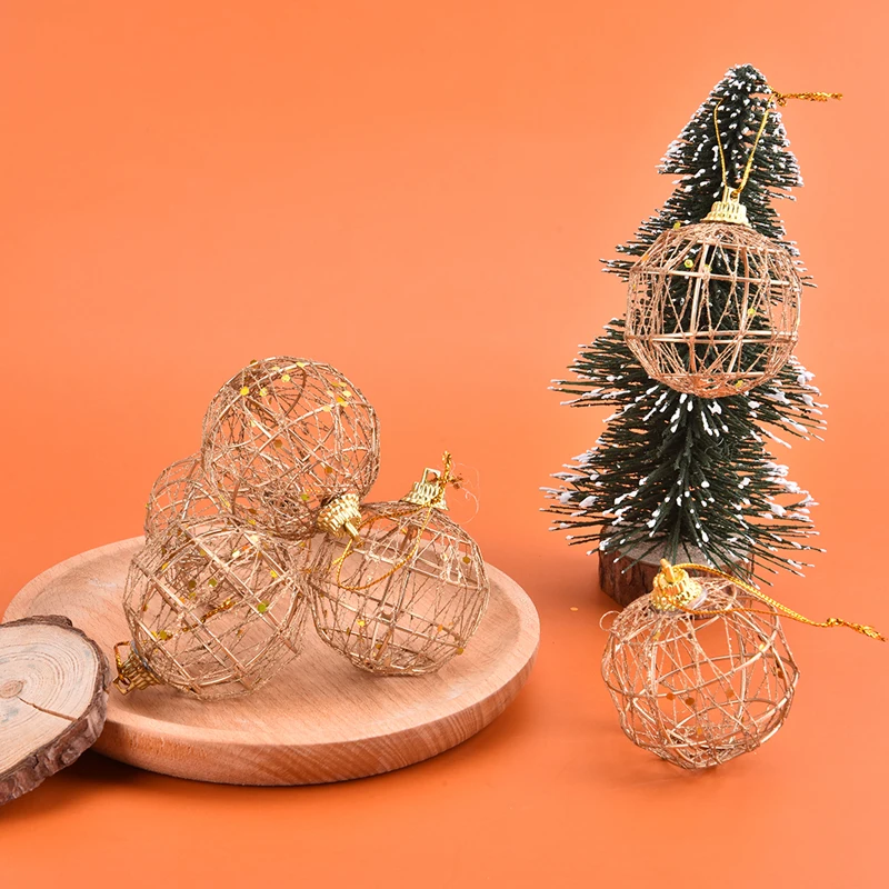 

6pcs Stamping Gold Hollow Christmas Ball Christma Tree Pendants Merry Christmas Decor For Home 2022 Happy New Year