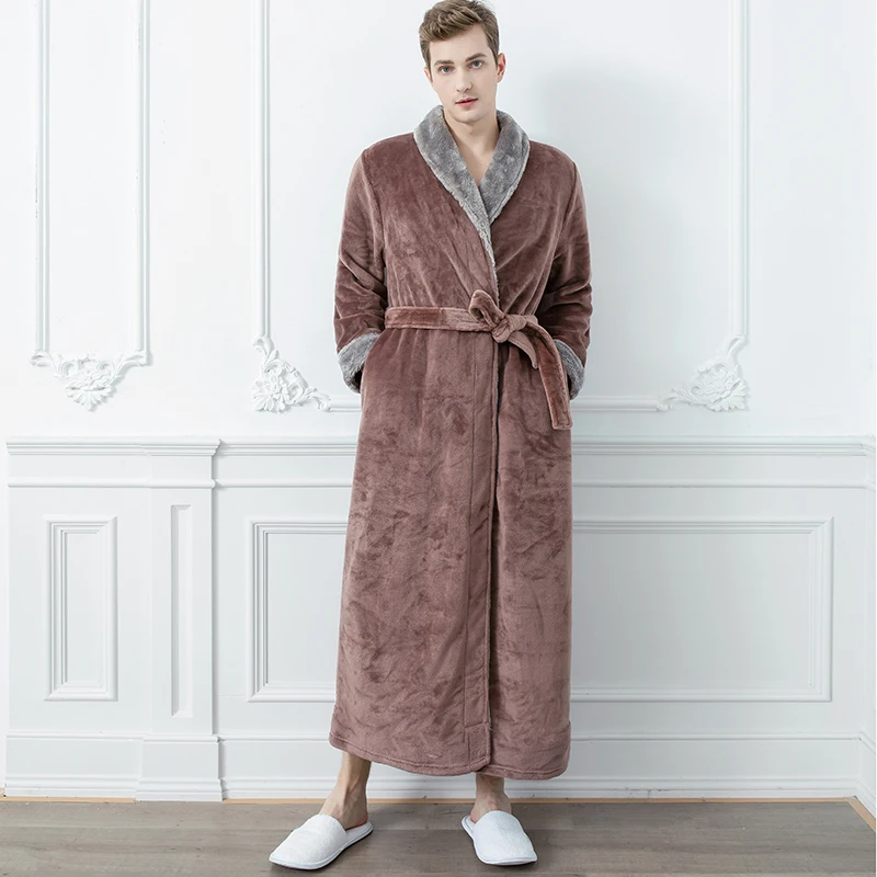 pajama joggers Lovers Extra Long Plus Size Winter Warm Flannel Coral Fleece Bath Robe Men Women Knitted Waffle Kimono Bathrobe Dressing Gown mens cotton pajama bottoms