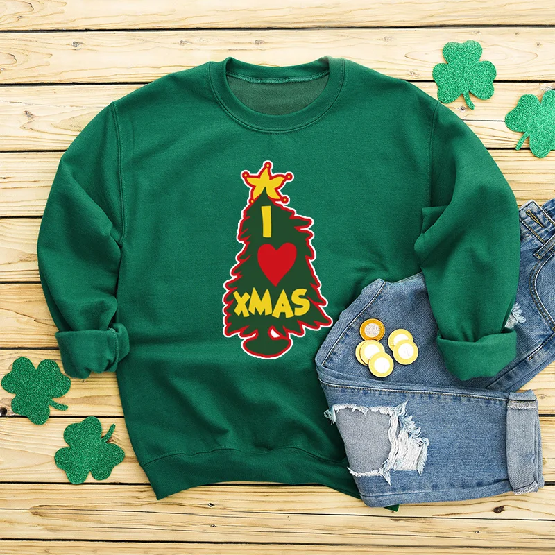 Женские свободные свитшоты с длинным рукавом и капюшоном на Рождество милые