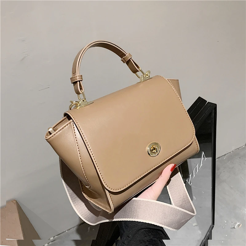 

Unique Design Trapeze Solid Top Handle Small Tote Bags For Women Famous Brand Wide Strap PU Leather Shoulder Crossbody Bags 2022
