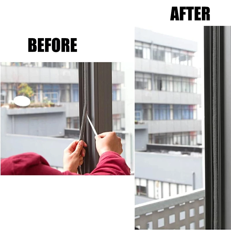 Уплотнительная лента для дверей и окон звукоизоляционная ветрозащитная щетка