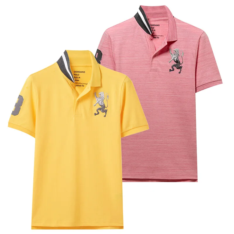 21Red Giordano поло мужское slim fit футболка Polo с короткими рукавами и принтом рубашка груди выполнена из хлопка и спандекса рубашка поло мужская - Цвет: 21Red