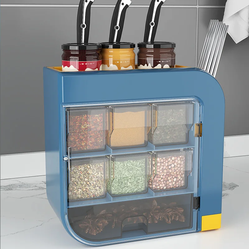 

Kitchen storage shelf table knife holder storage seasoning bottle seasoning jar seasoning box combination set
