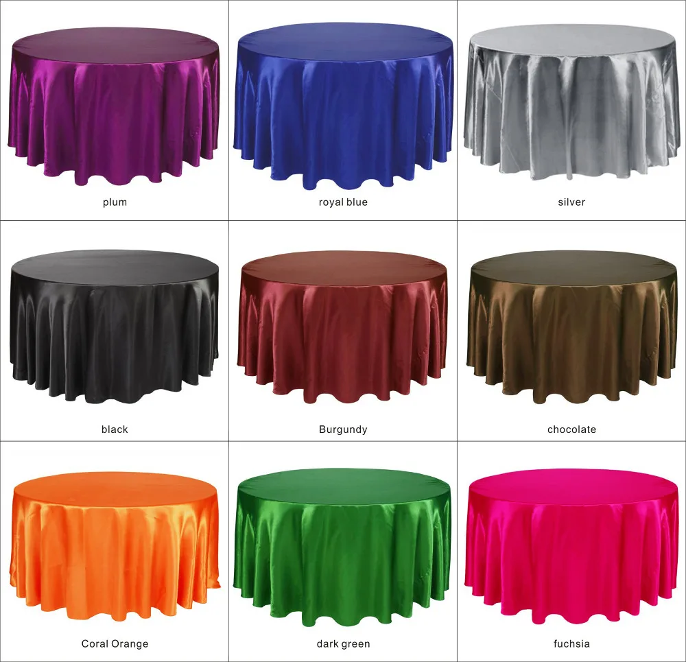 120 дюймов Круглый атласная скатерти для стола свадьбы подарки на день рождения