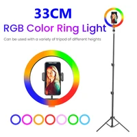 33cm rgb colorful led selfie ring light with tripod stand phone light ring lamp usb ringlight for youtube photography studio