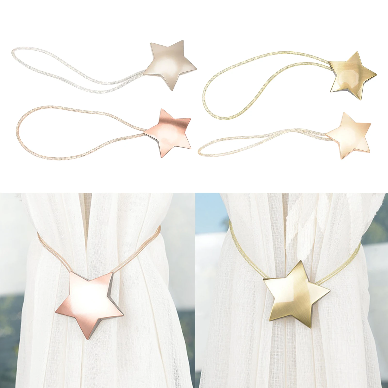 Metal Magnetic Curtain Tie Backs Clips Pentagram Buckle Holder | Дом и сад