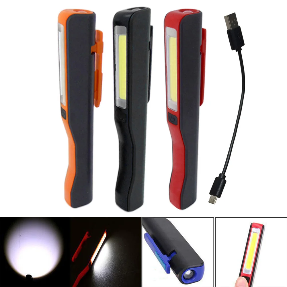 

New Mini COB LED Pen Light Clip Magnet USB Rechargeable Work Torch Flashlight Lamp QJS Shop