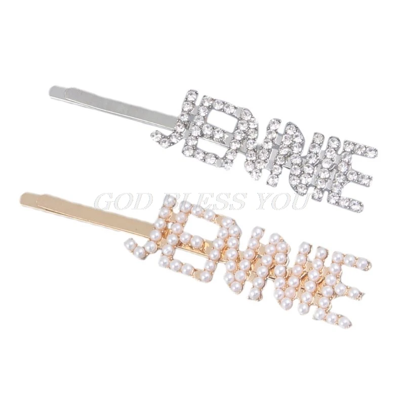 K Женские металлические буквы Bobby Pins Kpop имя членов имитация жемчужины, горный хрусталь для волос зажим для поддержки болельщиков декоративные заколки - Цвет: K