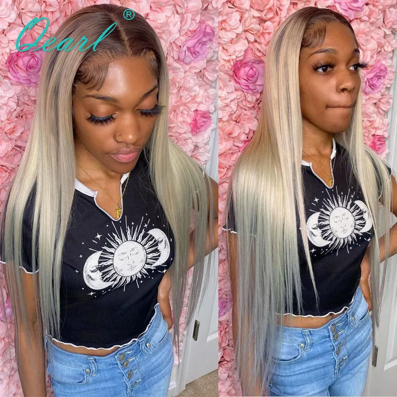 

Ombre Lace Front Wig 4/60 Blonde Straight Laced Wig for Women 13x4/13x6 with Baby Hairs Pre Plucked Remy Hair 150% 180% Qearl