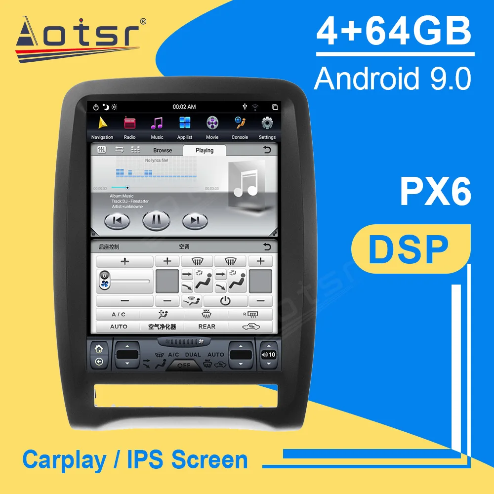 

PX6 Android 9.0 Vertical screen Tesla style Car radio Stereo receiver for Dodge Durango 2012+ car gps navi Multimedia Player DVD