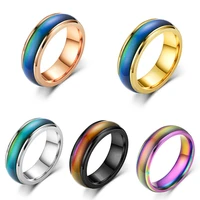 6 colors stainless steel changing color ring mood emotion feeling body temperature rings for women men couples ring dropshipping