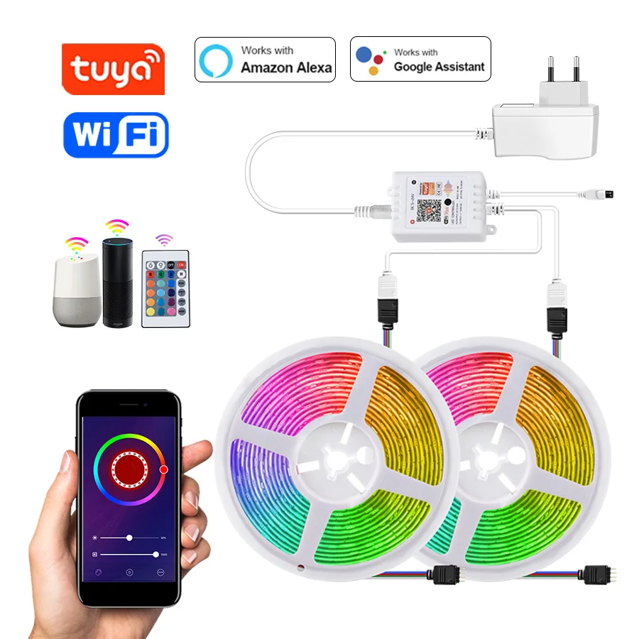 Tuya Smart WiFi светодиодный светильник 12 В RGB 5050 работает с Alexa Google Home Голосовое