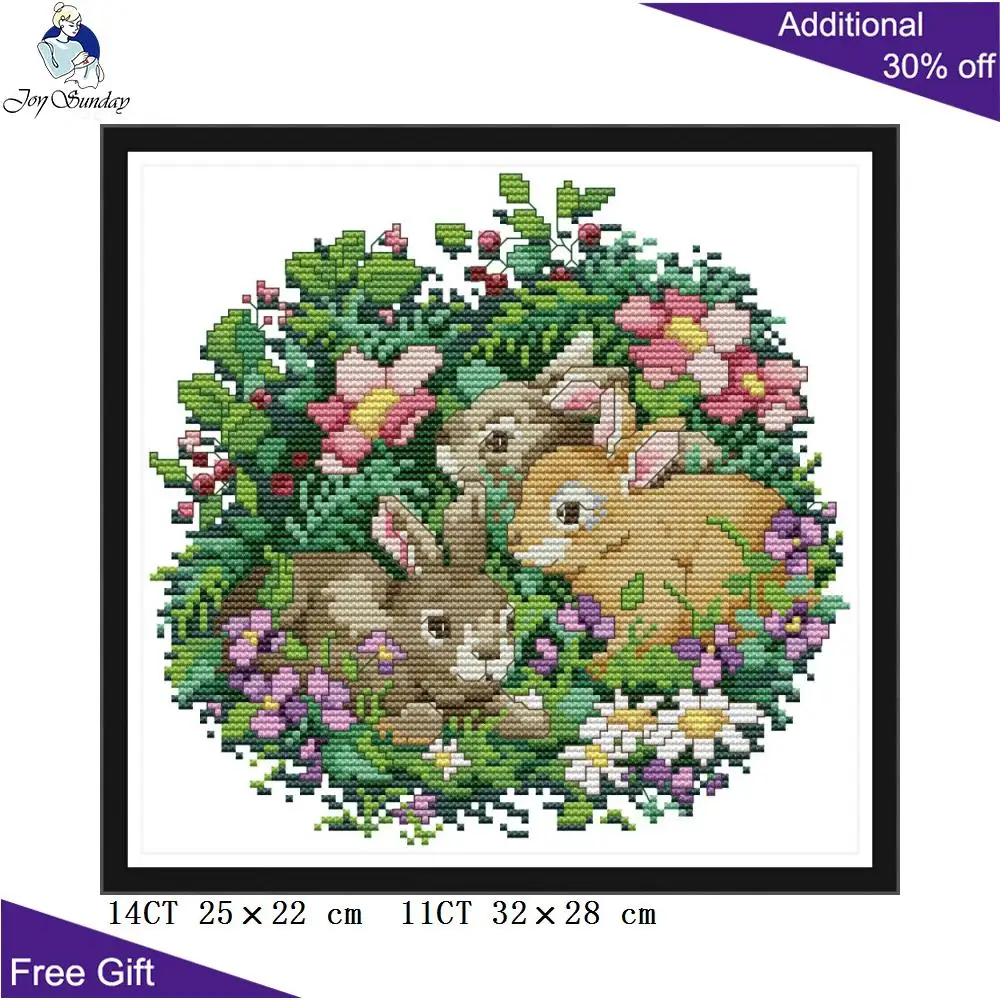 Набор для вышивки крестом Joy Sunday набор из трех маленьких кроликов DA304 14CT