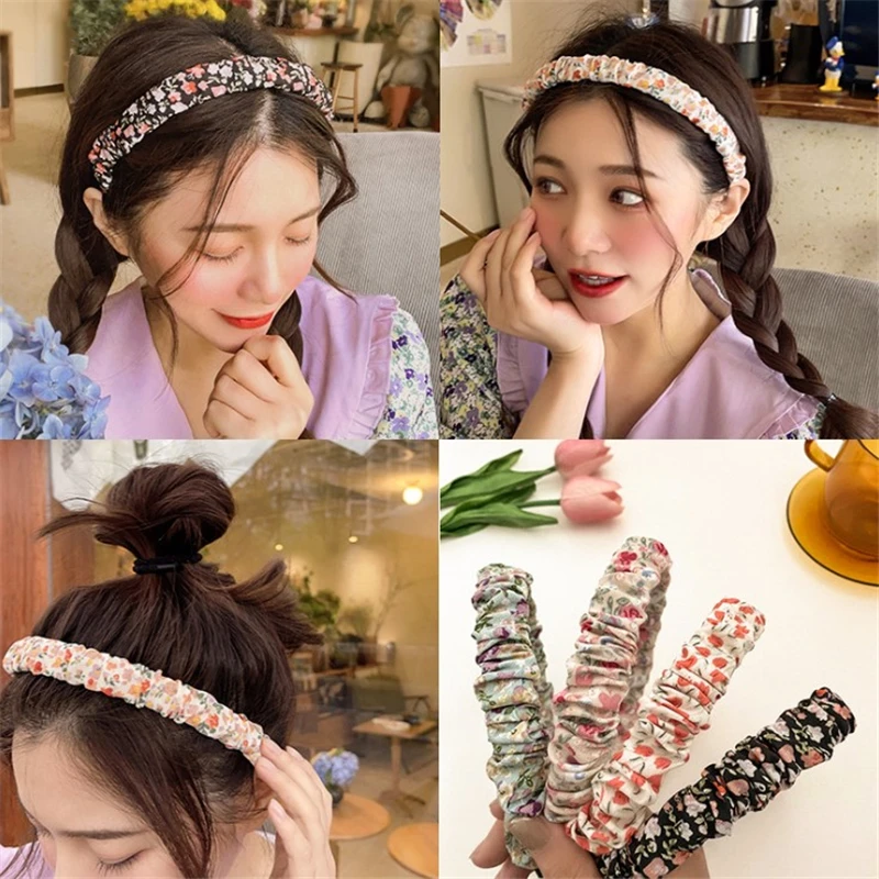 

Fashion Printing Pleated Headband Women Floral HairBand Cute Flowers Hair Hoop for Women girls Hair Accessories
