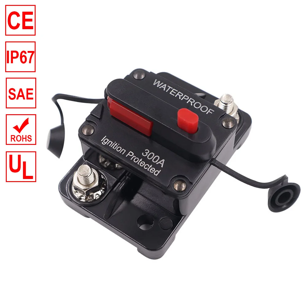 DC 12V Circuit Breaker for Car Marine Boat Bike Stereo Audio Auto Waterproof Reset Fuse 30A 50A 80A 100A 200A 300A