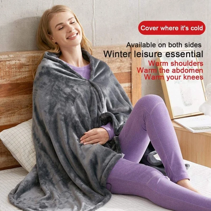 

Coral Fleece Heating Shawl Blanket 3 Speeds Adjustable USB Electric Heated Warm Shawl Plush Blanket Heated Shawl