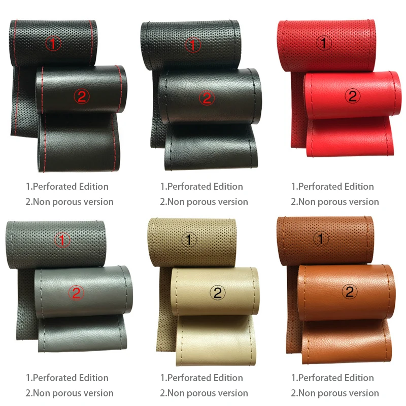 Чехол на руль из натуральной кожи для автомобиля нескользящий ручного шитья