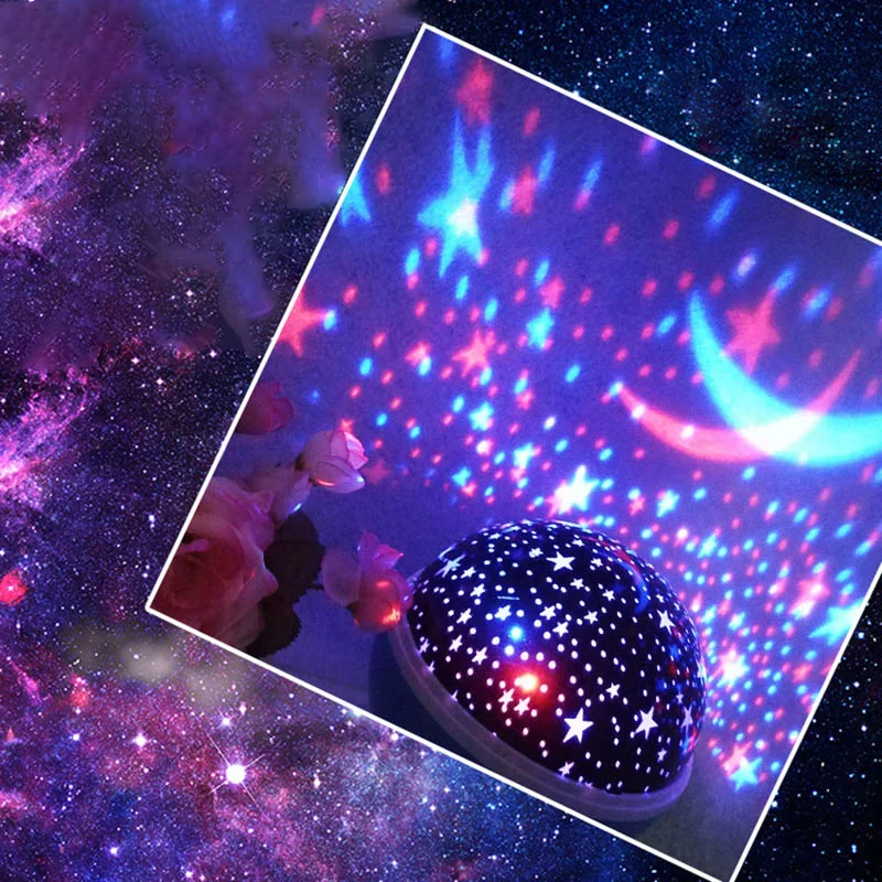 Светодиодная вращающаяся проекционная лампа с изображением звездного неба луна