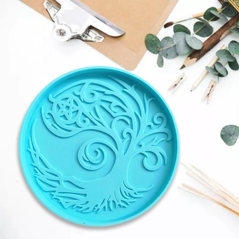 

Magic Tree Coaster Epoxy Resin Mold Cup Mat Casting Silicone Mould DIY Crafts Home Decoration Ornaments Making Tool X6HE