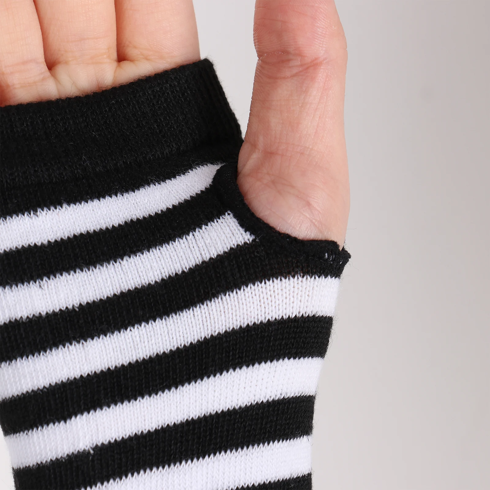 2 пары полосатых рукавиц вязаные локоть перчатки длинные без пальцев хлопковые
