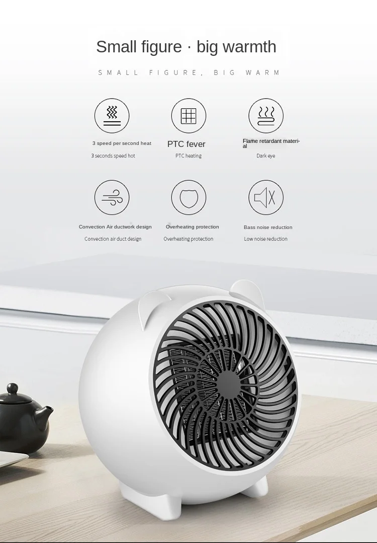 Mini 5000W Space Heater Portable Winter Warmer Fan Personal Electric for Home Office Ceramic Small Heaters US/ EU Plug | Бытовая