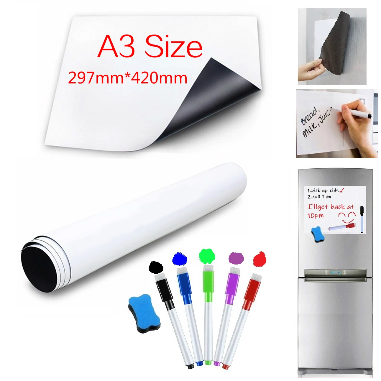 Магнитная белая доска Размера A3 для холодильника магнит кухни быстрое вытирание