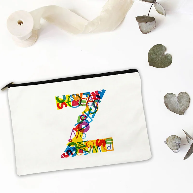 

Makeup Storage Letter Printing A-Z Cosmetic Bag for Pouch Bags Women Mini Suitcase Travel Set Organizer Make Up Women's Kawaii
