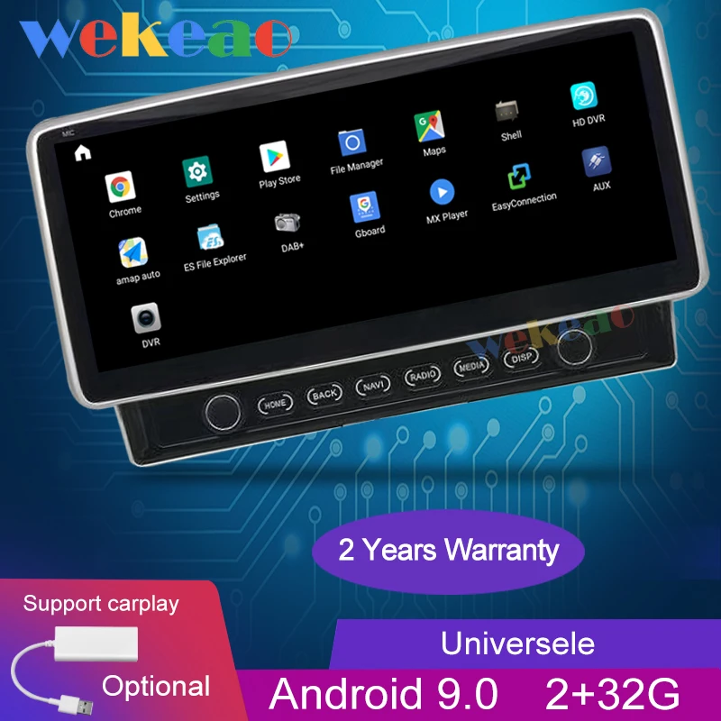 Wekeao Универсальный сенсорный экран 10 25 ''Android 9 0 автомобильное радио GPS