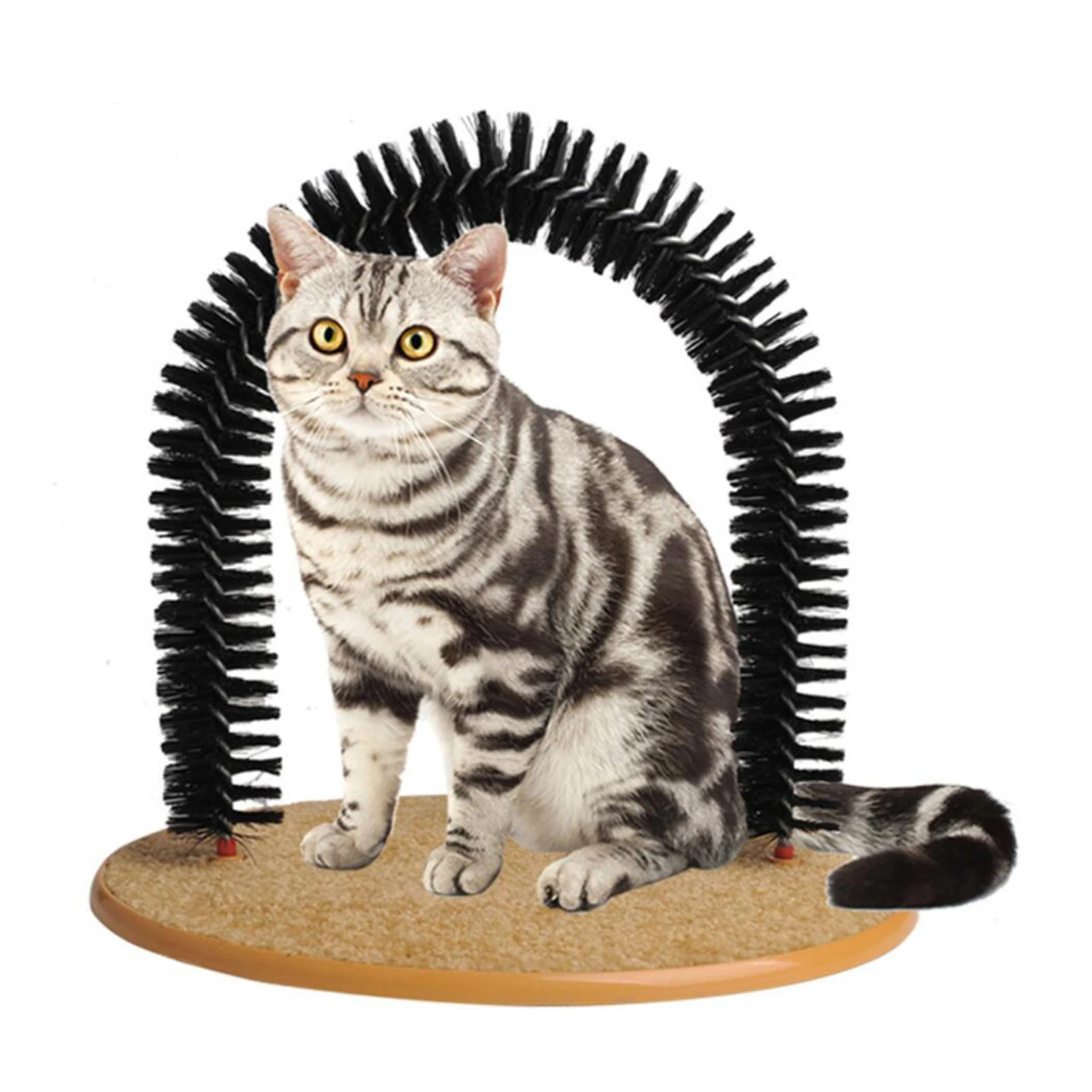 

Cat Arch Self Groomer Pet Brush Massager with Scratching Pad Cat Self Groomer With Round Fleece Base