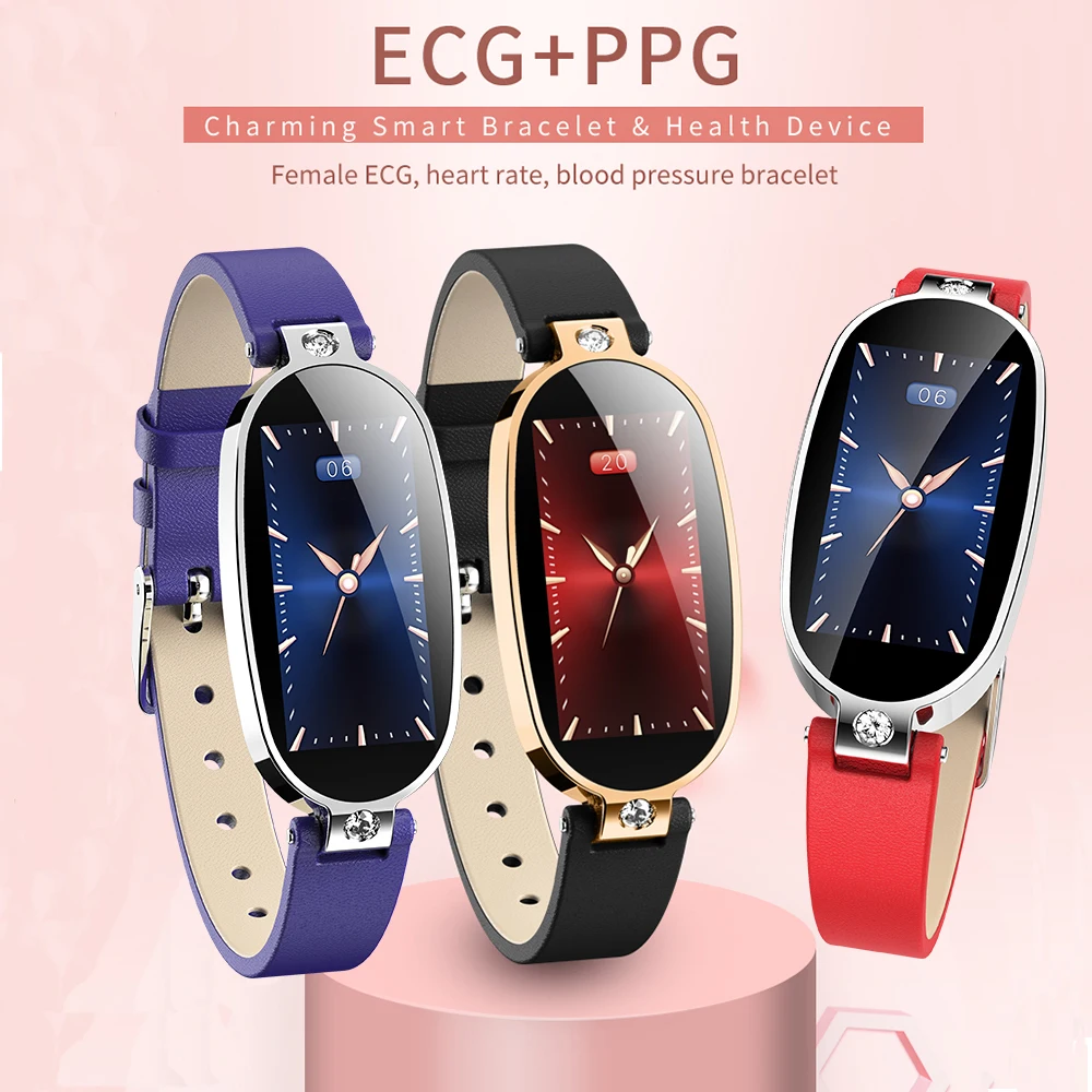 Женские Модные Смарт часы ЭКГ + PPG монитор сердечного ритма кровяное давление