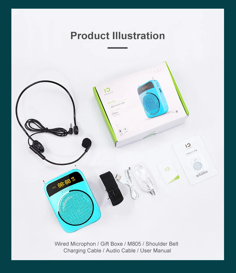 Высококачественный портативный речевой усилитель многофункциональный 15 Вт для